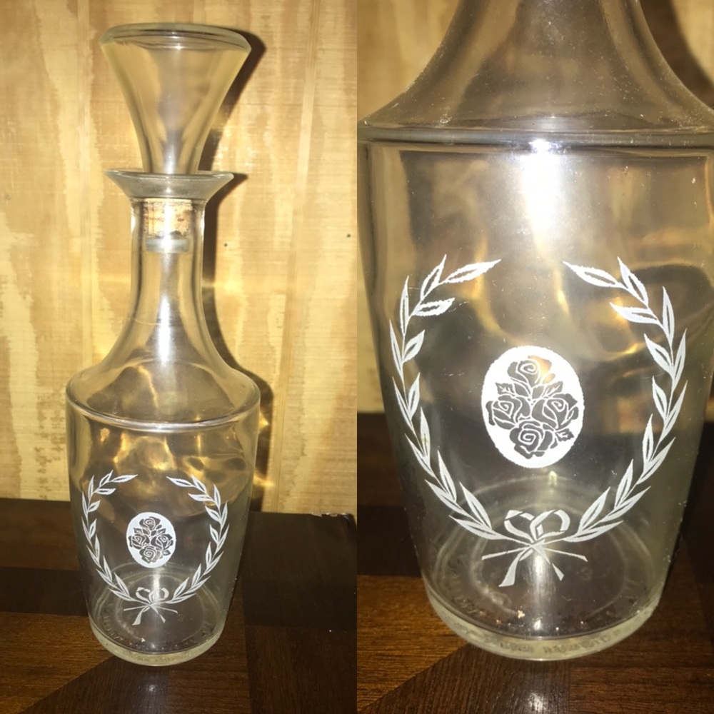 Vtg Bottle w/Roses